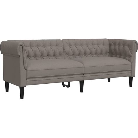 Canapé Sofa Chesterfield 3 places taupe tissu