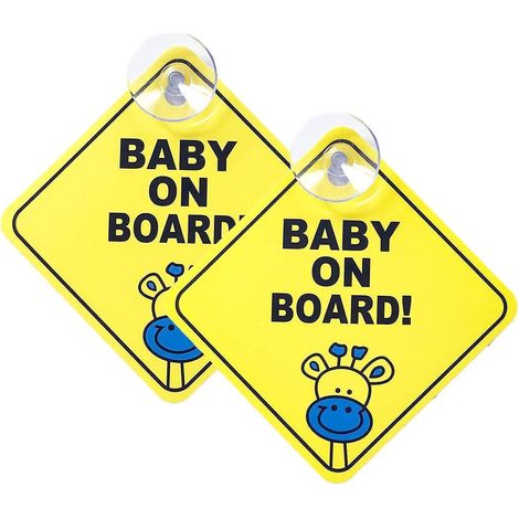 Panneau de voiture « Bébé à bord » (2 pièces) - Autocollant magnétique réfléchissant de sécurité (jaune) (1/4)