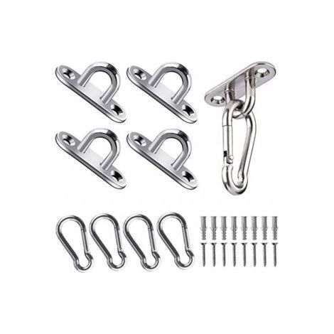 Hanging hook, stainless steel rectangular plate - 50 kg capacity for yoga swing, hammock, awning and boat accessories. (1/5)