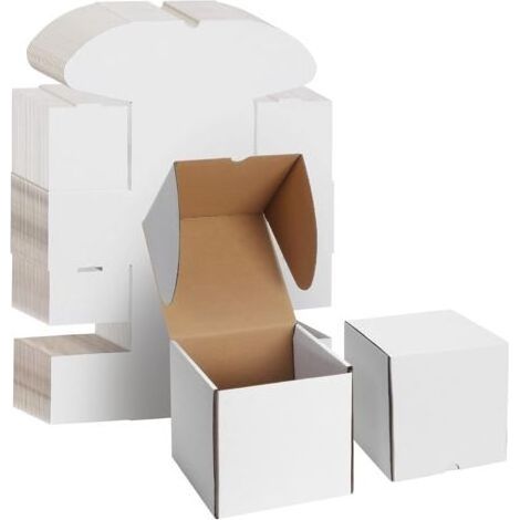 Caja de cartón blanca de 16x16x16 cm, paquete de 20 cajas de envío. (1/5)