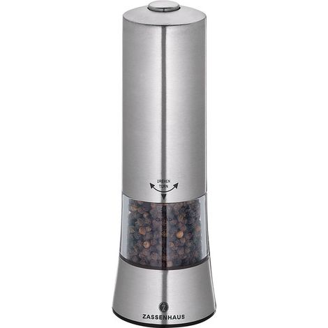 Zassenhaus 033045 Gera Macinapepe Elettrico con Macina in Ceramica 6 Regolazioni LED Integrato Acciaio Inox