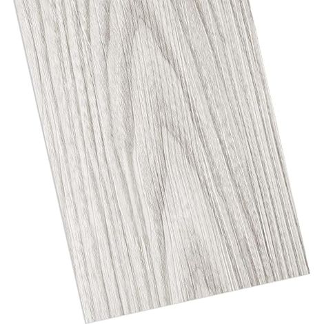 PVC Adhesive Floor Tile Wood Effect Lino Floor Adhesive White Waterproof Blade 90 x 15 cm PVC Floor Covering for Kitchen Bathroom Wall Tile 4 Tiles (1/5)