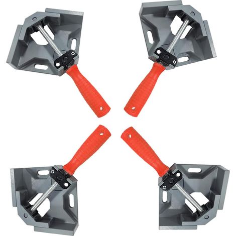 4 Stück Winkelspanner 90 Grad - Aluminium-Legierung Eckspanner Mit Swing Kiefer, Single Handle Winkelklemme für Holz,Legierung Eckspanner für Holzbearbeitung,Engineering (1/5)