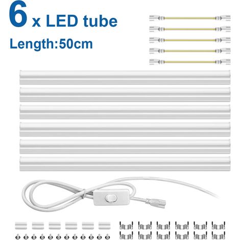 (6 tubes, lumière chaude) Tubes LED T5 15 W, 50 cm, boîtier aluminium avec driver intégré (1/5)