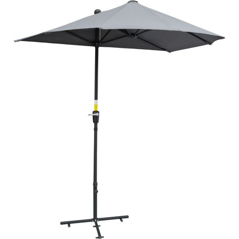 Parasol semi-circulaire double avec manivelle 1,9 x 2 m gris foncé