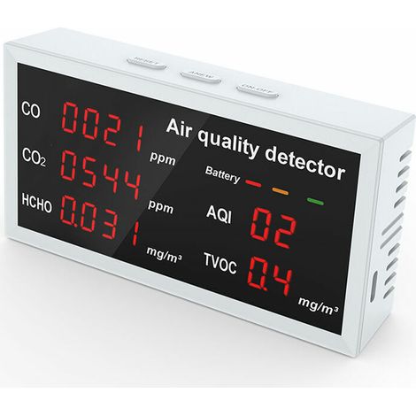 Green Mobility-Détecteur multifonctionnel 5 en 1 avec affichage LED CO CO2 HCHO TVOC AQI home office monitoring high precision quick test air quality detector home indoor outdoor office hotel environm (1/5)