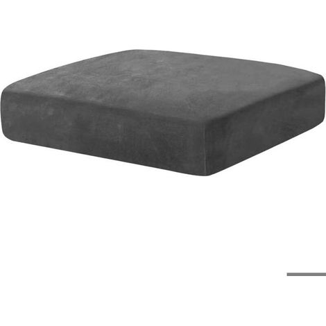 Housse coussin canapé velours extensible, antidérapante, 1 place, gris (1/4)