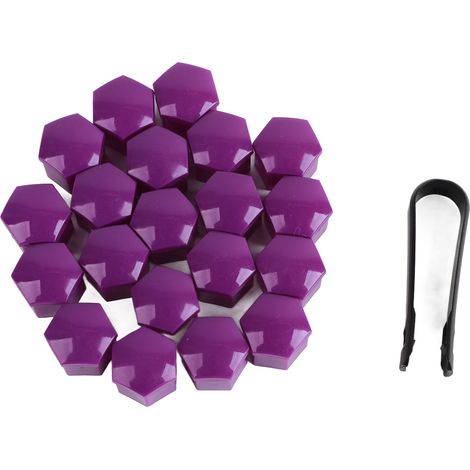 (Exclusivité Asie du Sud-Est) Cache-moyeux et enjoliveurs de roue de voiture, protections pour écrous de moyeu, capuchons décoratifs anti-poussière pour boulons de pneu, violet 19 mm (1/5)