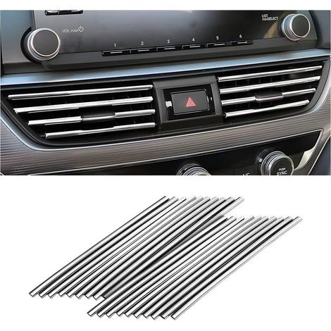 20 bandes décoratives pour grilles d'aération de voiture, décoration universelle étanche et flexible, adaptée à la plupart des grilles d'aération, accessoires intérieurs de voiture (argent) (1/5)