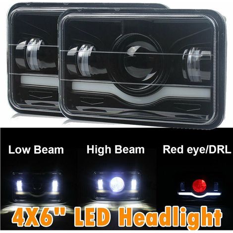 Lot 2 phares – lampe avant carrée aluminium 45W 5 pouces – pour voiture