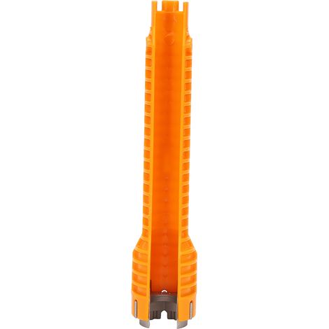 Clé de robinet multifonction pour installation d'évier, outil industriel en alliage haute résistance, fonctionnement manuel, adaptateur simple jaune, clé de plomberie à usage unique. (1/5)
