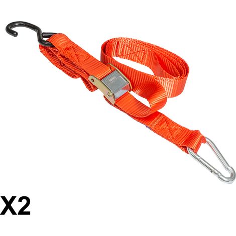 Cinghie di trasporto Biketec 2 con gancio 38 mm x 2 m capacità di carico FINO A 300 kg, 2 cinghie, rosse (1/2)