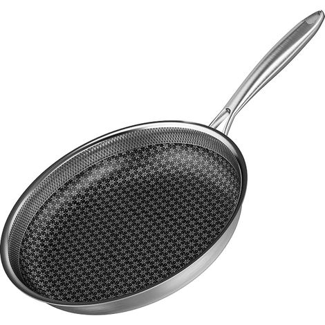 30cm Stainless Steel Frying Pan Induction Wok Pan with Stainless Steel Handle Safe Oven Safe for All Types of Cookers (1/5)