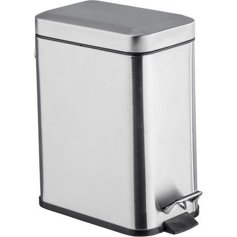 Poubelle à pédale salle de bain - PZCC - 5L - Acier inox - 14x29,5x28 cm - Aspect mat - Ouverture sans contact (1/4)