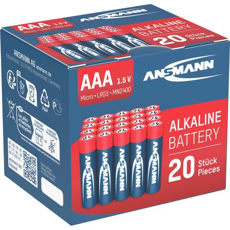 20x ANSMANN Alkaline Batterie AAA Micro 1,5V – LR3 MN2400 (20 Stück) (1/5)