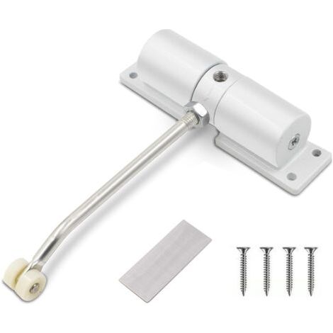 Ferme-porte automatique pour porte intérieure, ferme-porte à ressort sans perçage, charge maximale 35 kg, fermeture de porte réglable avec plaque de montage et vis pour portes intérieures, porte de