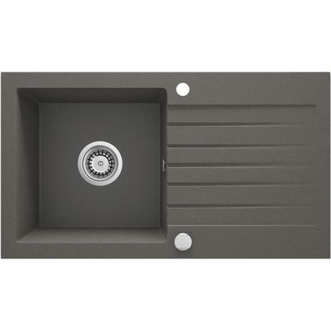 Lavello cucina in granito con 1 vasca e gocciolatoio 76x44 cm antracite metalizzato - Zeno