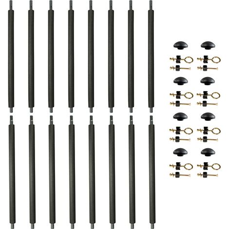 KANGUI Lot de 8 poteaux de filet de sécurité Ø25mm pour trampolines de jardin toutes marques avec mousse, visserie et capuchon (longueur totale 215cm) (1/4)