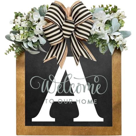Guirlande Porte - Plaque Décorative en Bois avec Initiale - Décoration Extérieure Intérieure Annuelle - Lettre A à Z - 1 Pièce