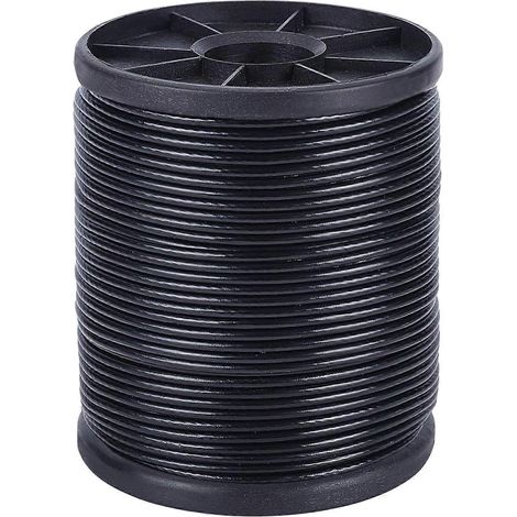 Câble en acier inoxydable 304, gainé de vinyle noir (diamètre extérieur du revêtement : 2 mm), 40 m (43,5 yards), 7 brins, pour décoration suspendue intérieure et extérieure. (1/5)