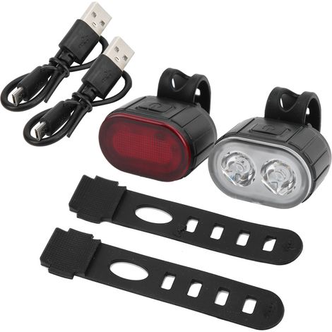 Ensemble de feux avant et arrière vélo LED rechargeables USB, sécurité cyclisme, éclairage vélo avant et arrière. (1/5)
