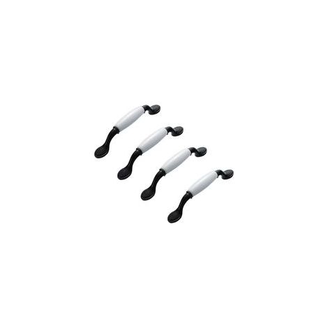 4 x Poignées de Meuble Céramique Style européen, Poignee de Meuble Cuisine en Céramique et Alliage d'aluminium, Poignée de Tiroir 96mm, avec Vis