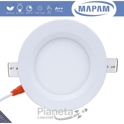 Pannello led rotondo 6 12 18W da incasso lampada faretto tondo da soffitto slim luce calda naturale Mapam  Luce Calda - 6 (1/3)