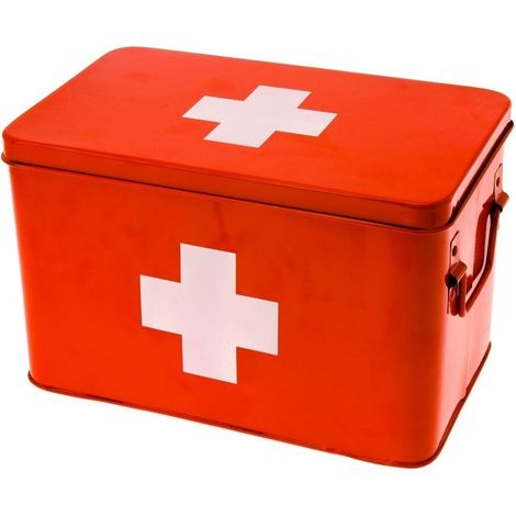 Tzmo Cross caja de botiquín roja metal 31,5x19x21 cm