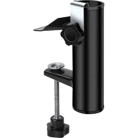Soporte/pinza para sombrilla de exterior, apto para playa, patio, balcón, terraza, gradas (negro) (1/5)