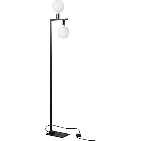 TWIN Piantana da terra design moderno in metallo, colore Nero e Ottone satinato, attacco E27, IP20, 75W - Rossini Group (1/5)