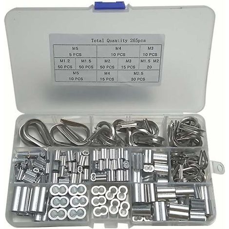 Kit de 265 pièces de cosses à sertir en acier inoxydable 304 (1/4)