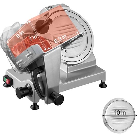 Affettatrice per carne, lama in acciaio al carbonio, spessore regolabile, 25 cm (0-12 mm) (1/2)