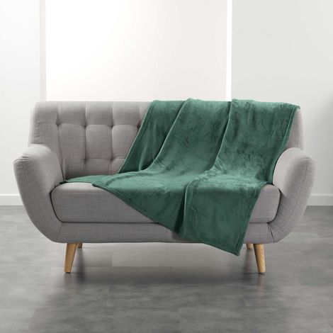 Plaid Uni en Flanelle "Flanou" 125x150cm Vert Cèdre (1/3)