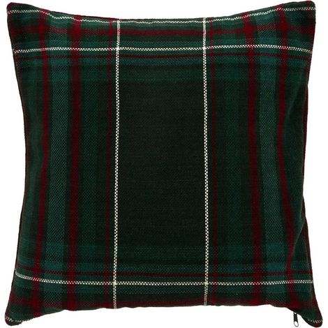 Weihnachtskissen aus Chenille im Tartan-Muster, 50 x 50 cm - Atmosphera créateur d'intérieur (1/3)