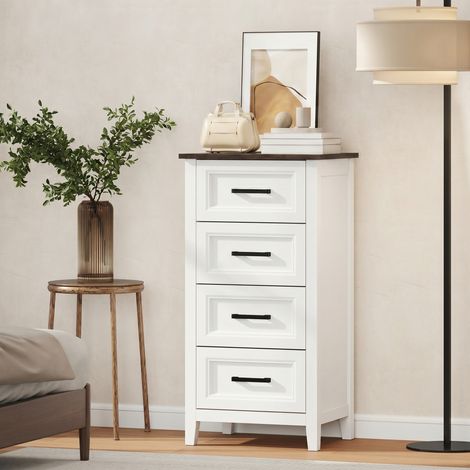 Commode 4 tiroirs, meuble haut pour chambre à coucher et salon (1/5)