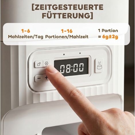 Distributeur automatique de nourriture pour chats avec minuterie, portionnement et 2 bols en acier inoxydable (1/5)