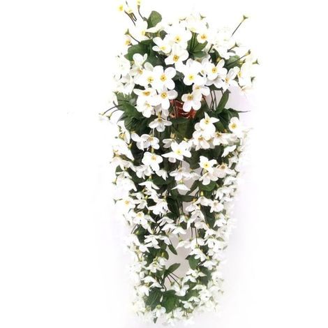 4 pétales à suspendre, fleurs artificielles, fleurs de glycine artificielles à suspendre pour mariage, décoration d'intérieur (blanc) (1/3)