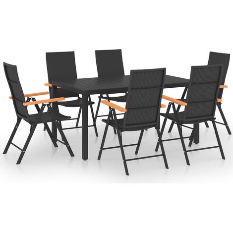 7-tlg. Garten-Essgruppe Schwarz und Braun vidaXL (1/5)