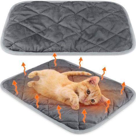 Alfombrilla auto-calefactora para gatos de 35x51 cm，color gris (2 unidades)，Alfombrilla lavable antideslizante para cama de perro (1/5)