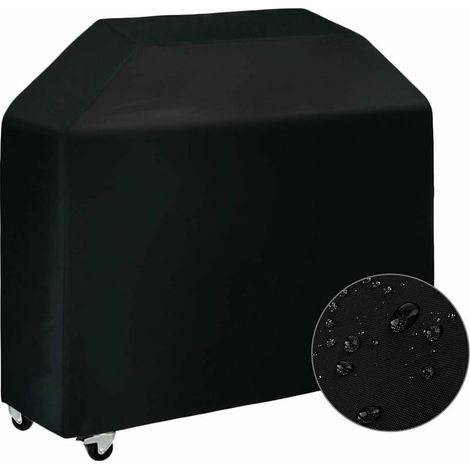 Housse de Protection Barbecue 420D Oxford Imperméable Couverture Anti-UV Extérieur Noir (145x61x117cm) (1/5)