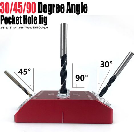 Guide de perçage d’angle 30/45/90° en aluminium – Pour trous droits et inclinés – Outil DIY pour assemblage en biais (1/2)