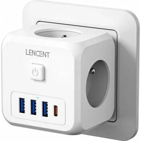 (Genial) 7-in-1 USB-Ladegerät-Würfel-Steckdosenleiste mit 3 AC-Steckdosen (4000 W), 1 USB-C-Anschluss und 3 USB-Anschlüssen. Steckdosenleiste – FQ – (1/5)