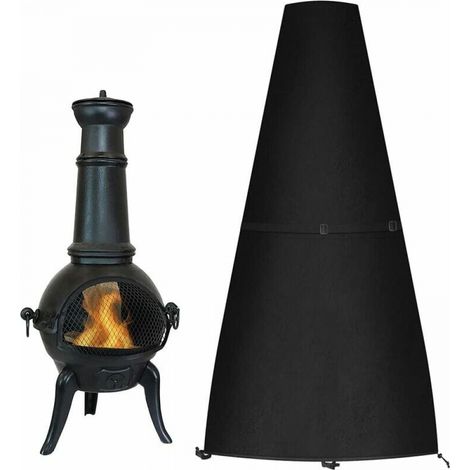 Runde, wasserdichte Feuerschalenabdeckung, Grillabdeckung mit Kordelzug (122 x 41/61 cm), schwarz