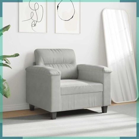 359550 Fauteuil gris clair 60 cm tissu microfibre (1/5)