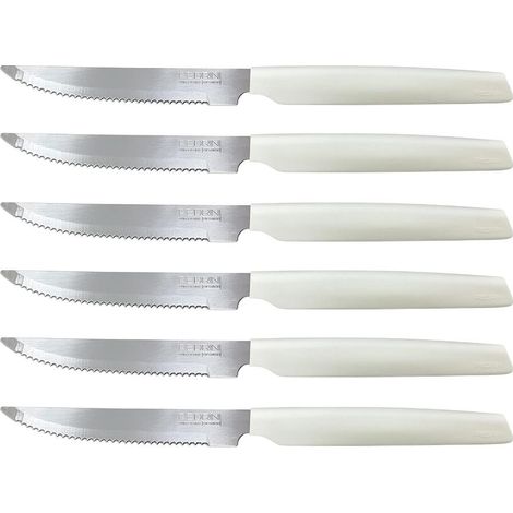 Set 6 Coltelli da Bistecca Carne Active Lama Seghettata Bianchi Pedrini (1/2)