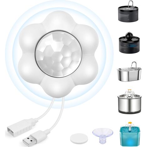 Cat Motion Detector Water Fountain, Motion Detector with USB Interface, Universal Silent Sensor, USB Infrared Sensor for Cats and Dogs (1/5)