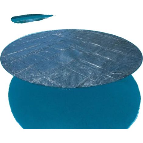 Telo di copertura solare per piscina, in materiale PE nero e blu, dimensioni Ø 356 cm, compatibile con piscine standard, migliora la temperatura dell'acqua, riduce l'evaporazione (1/5)