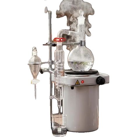 Kit per la distillazione di oli essenziali, piastra riscaldante da 1000 W, set da 33 pezzi, verde militare. (1/2)
