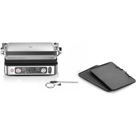 Grill multifonctions - BRAUN - Multi Grill 9 Pro - 2200 W - 3 positions de chauffe - Noir / Acier