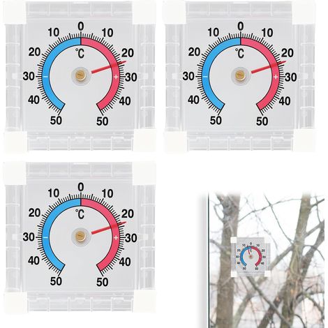 Lot de 3 thermomètres extérieurs pour fenêtre, thermomètres de fenêtre auto-adhésifs, thermomètre de fenêtre résistant aux intempéries, thermomètre extérieur analogique pour jardin (1/5)